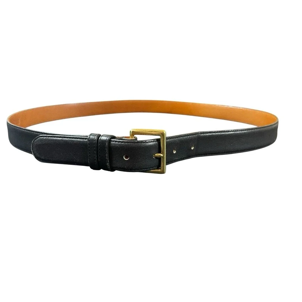 Coach Black Leather Belt Brass Buckle USA Glove Tanned Cowhide Sz 42 105cm